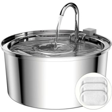 Imagem de Fonte de água para gatos de aço inoxidável – Fonte de água para gatos de grande capacidade de 3,2 l para beber, fonte de água de metal ultra silenciosa para gatos, cães pequenos, vários animais de