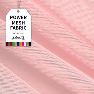 Imagem de Tecido Power Mesh | Tecido de malha de nylon elástico de 4 vias | Rede de malha elástica de nylon transparente leve | Malha de 1 jarda | 152 cm de largura | Rosa empoeirado