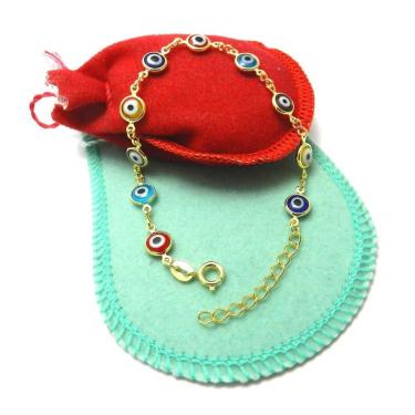 Imagem de Pulseira Feminina 17 A 21Cm Olho Grego Folheado Ouro Pl506S