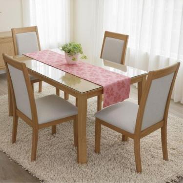 Imagem de Caminho de Mesa Trilho 3,00m Jacar Liso Passadeira Cozinha COR:ROSE - 