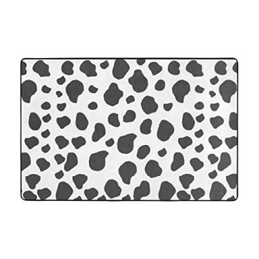 Imagem de Zeraoke Tapetes de área com estampa de vaca para sala de estar de 1,2 x 1,5 m, tapete macio e moderno, tapete felpudo antiderrapante para decoração de casa, tapete lavável para quarto, jantar,