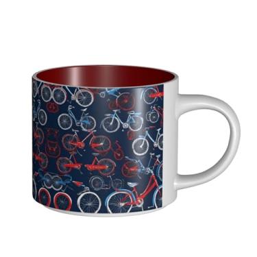 Imagem de ZERAOKE Bikes Bicycle Cycling - Caneca de cerâmica grande impressa para café, capacidade grande para escritório e casa, pode ser lavada na lava-louças, design com alça em C.