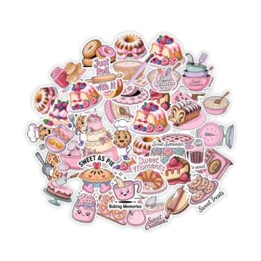 Imagem de Pacote de 60 adesivos de panificação para padeiros, adesivos fofos de sobremesa e pastelaria para laptops, garrafas de água, misturadores, diários e decoração de cozinha, adesivos de vinil para