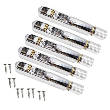 Imagem de Colaxi Kit de ponte headless para guitarra com tailpiece e chave de instalação. Fácil instalação. Peças para guitarra, instrumentos musicais e acessórios, Prata 5 Cordas