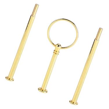 Imagem de Generic Suporte para Montagem de Bolo Lindo Multifuncional Redondo de 3 Camadas para Reunião de Festa Em Liga de Zinco Dourada (Ouro redondo de três camadas)