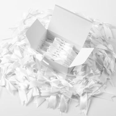 Imagem de Rokateam 80 peças de laços torcidos brancos para presente – laços de fita de 6 cm para lembrancinhas de casamento, embrulho de presente, chá de bebê, festa de aniversário, Natal, artesanato DIY e