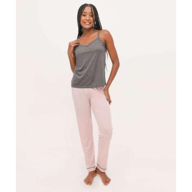 Imagem de Pijama Feminino Alças Finas Marisa-02028, M, Cinza, Rosa