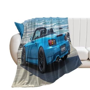 Imagem de HouLaiZhe Cobertor super macio de flanela JDM carro S2000 estático à beira-mar cobertores refrescantes leves para sofá-cama cadeira sofá carro viagem ao ar livre leve quente 76 cm x 127 cm