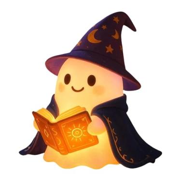 Imagem de WeiLaiKeQi Fantasma de Halloween - Luminária Noturna com Estátua de Fantasma Leitor - Presente Fofo para Amantes de Livros - Abajur de Mesa/Chuveiro para Quarto