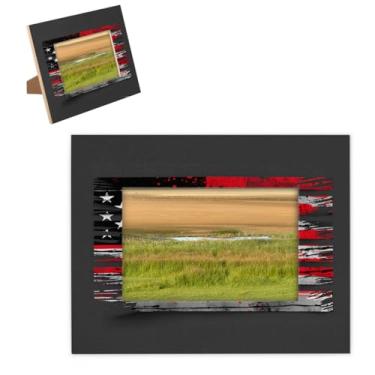Imagem de hongjinglin Porta-retrato de 20,3 x 25,4 cm com design de bandeira de madeira dos Estados Unidos com tapete de parede e mesa para pendurar na parede para decoração de casa e amigos da família, ideias