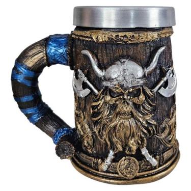 Imagem de Caneca Viking Barba Resina E Alumínio Decorativa 600Ml - GS