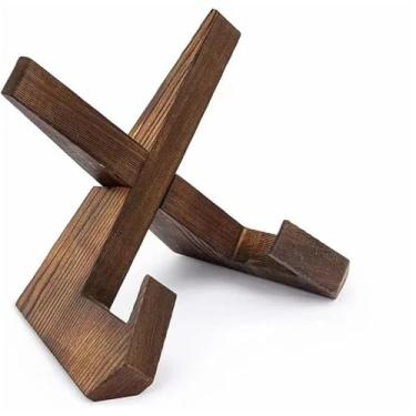 Imagem de Suporte para armazenamento de CDs Suporte de madeira para livro receitas, placa gravação cd, prateleira exibição, moldura para foto, cavalete mesa, suporte para para cozinha