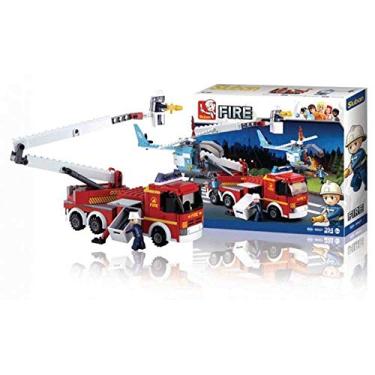 Imagem de Brinquedo Caminhao de Bombeiro Com Plataforma + Helicop 394pcs - Br824