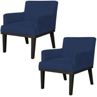 Imagem de Kit 02 Poltronas Beatriz W01 Suede Azul Marinho - LYAM DECOR