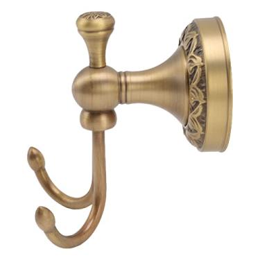 Imagem de ZAWELIYO Gancho retrô de Latão de Aço Inoxidável para Robe, Resistente à Corrosão, Suporte de Parede, Pino Duplo para Banheiro, Gancho de Casaco para Decoração de Banheiro Arrumado e Delicado