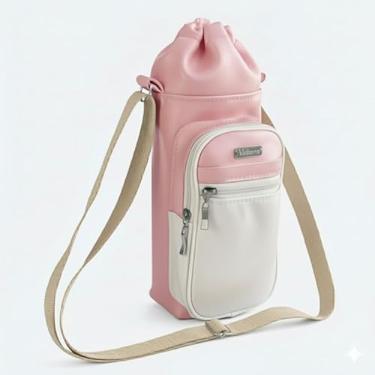 Imagem de Bolsa Térmica (ROSA COM MARFIM) GALANTE para Garrafa de 750 ML em Couro Sintético - Coleção Cores VERÃO 2026