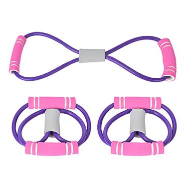 Imagem de Ymiko 2pcs 8 Faixas de Resistência Em Formato de Expansor de Peito, Tiras Elásticas de Alongamento para Exercícios de Ioga e Fitness (Corda de tensão colorida roxa * 2)
