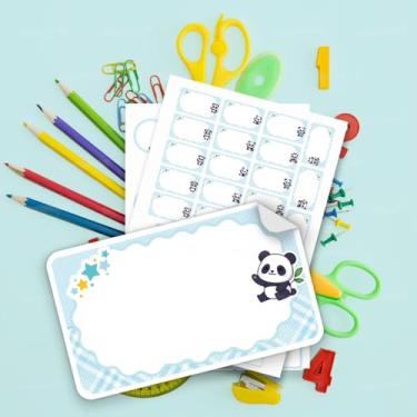 Imagem de Kit de Etiquetas Escolares Tema Panda 02 sem personalização, para identificar cadernos, livros, estojos, mochilas e lancheira das crianças