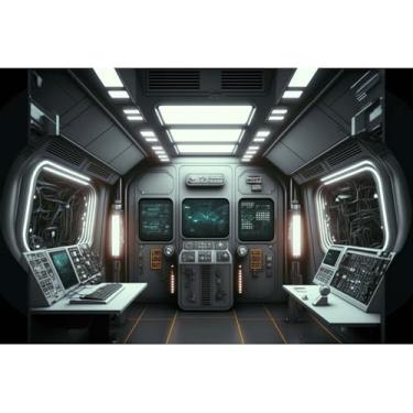 Imagem de YongFoto Fundo para estação espacial, 2,4 x 1,8 m, base do espaço sideral, interior, nave espacial, fotografia, futurista, ficção científica, universo, exploração, festa, bandeira, meninos e crianças