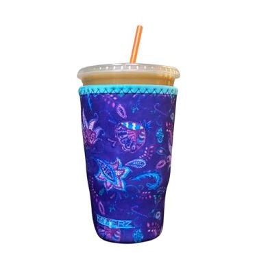 Imagem de Manga de café gelada de neoprene da Koverz – Manga isolante para bebidas frias, suporte de copos de neoprene – Starbucks manga de café, manga de café McDonalds, manga de café Dunkin – Grande violeta caprichoso