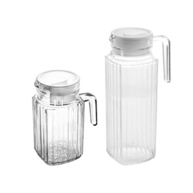 Imagem de Conjunto 2 Jarras 550ml e 1 Litro De Vidro Transparente Suco De Laranja Uva Restaurante Padaria