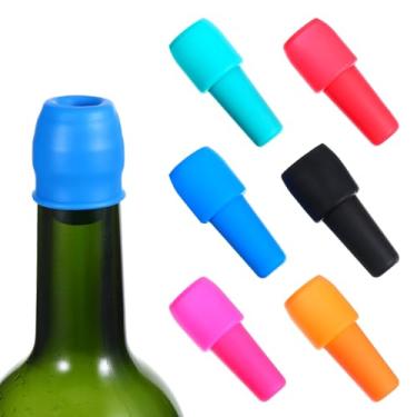 Imagem de Hpmjz 6 peças de rolhas de garrafa de silicone reutilizáveis seladas de silicone selado rolhas de vinho macias tampas de garrafa inquebráveis para manter a bebida de uísque champanhe fresca para uso