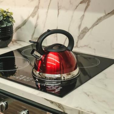 Imagem de Chaleira em Inox com Apito e Fundo Duplo à Indução Vermelha