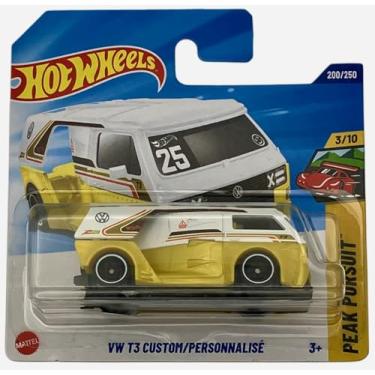 Imagem de Hot Wheels - VW T3 Custom - Peak Pursuit 3/10 - JBC05 - Short Card - Yellow/White - Mattel 2025 - Licensed Volkswagen Model with Widebody Design in Scale 1:64