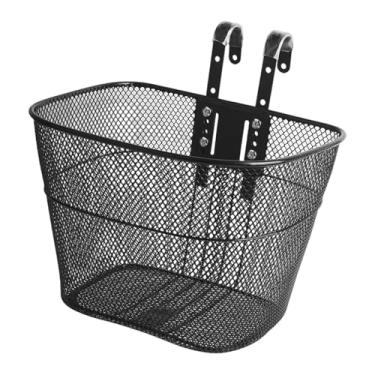 Imagem de UGPLM Cesto dianteiro removível para bicicleta, com ganchos, cesto de arame ajustável para compras.