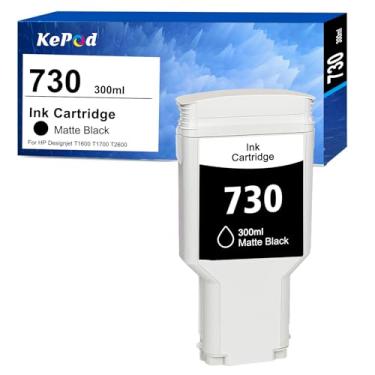 Imagem de Cartucho de tinta 730 300 ml alto rendimento para HP 730 730XL cartucho de tinta P2V73A substituição para impressora HP Designjet T1600 T1700 T2600 (1 x preto fosco)