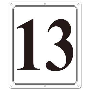 Imagem de i-CowFun Placa numerada de metal premium externa, refletiva de 30,5 x 25,4 cm, placas numeradas de alumínio grandes, 13 para estacionamento, quadra de tênis, campo, armazém, corredor, edifício, doca