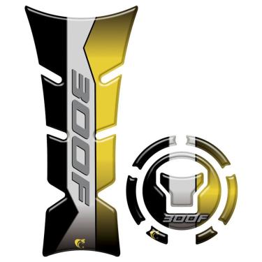 Imagem de Kit Adesivo Protetor De Tanque Moto Honda Cb Twister 300f 2025 - Cinza E Dourado Cinza Preto