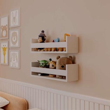 Imagem de Kit 2 Prateleiras Porta Brinquedos Branca 50 X 12cm Suporte Invisivel