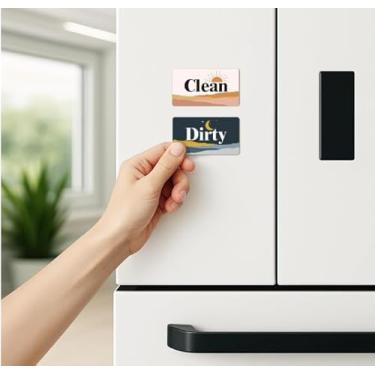Imagem de 2 peças de placa suja para lavar louça – Ímã limpo e sujo para máquina de lavar louça, indicador de cozinha à prova d'água para organização doméstica (sol)