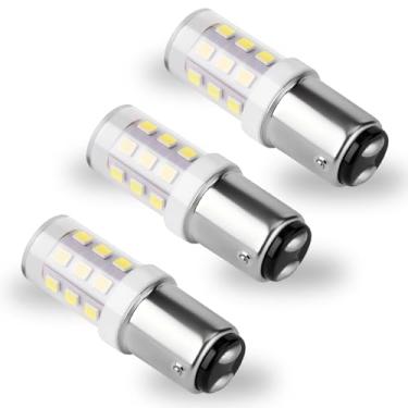 Imagem de UNXMRFF Pacote com 3 lâmpadas de LED BA15D de 12 volts, 1076 1142 1176 S8 1004 90 lâmpadas LED branco brilhante 6000K, lâmpada de baioneta de contato duplo para trailer, trailer, trailer, barco