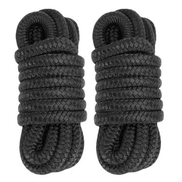 Imagem de Haofy Corda de Barco de Náilon Trançada Dupla, Linha de Doca de Alta Resistência de 9,5 Mm X 4,5 M Com Ilhós Costurados à Mão, para Pequenos Veleiros, Lanchas e Barcos de Pesca (BLACK)