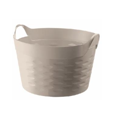 Imagem de Ordene - Cesto Organizador Plástico Flexível Redondo de 30 Litros, Cor Capuccino, Linha Log