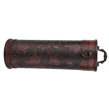 Imagem de Acouto Elegante Portátil Vintage Redondo Madeira única Caixa de Armazenamento de Vinho Tinto Com Alça - Presente retrô para Amantes de Vinho, Presentes de Negócios Perfeitos, Aniversários e