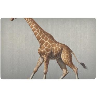 Imagem de TSENQUE Tapete de porta personalizado girafa engraçado animal engraçado tapete impermeável para cães, tapetes de porta hilariantes tapetes antiderrapantes para casa lavável 81 cm x 50 cm