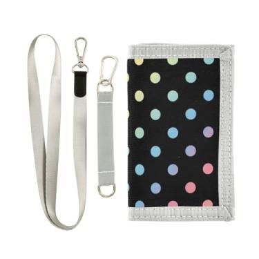 Imagem de GAIGEO Cerulean Carteira infantil de nylon para crianças, porta-moedas, carteira pequena para meninas com chaveiro e bolsos, Bolinhas na cor do arco-íris, one size