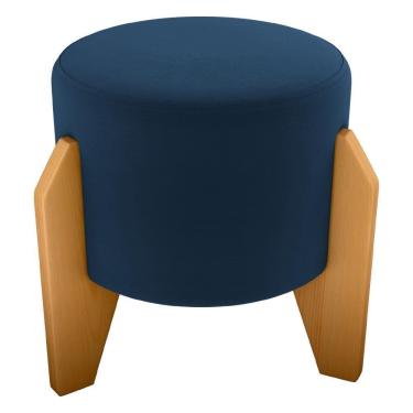 Imagem de Puff Decorativo Para Sala Luxo 44x44 Cm Veludo Milani Store Azul