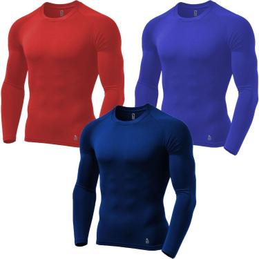 Imagem de Kit C/ 3 Camisas de Compressão Térmica Stigli Pro Proteção FPU 50+ Manga Longa-Masculino