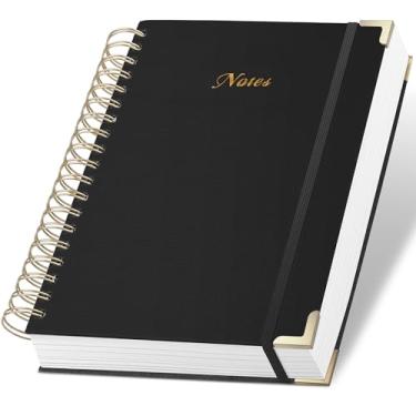 Imagem de ALKALO Caderno em espiral, caderno pautado universitário com capa dura de linho de 328 páginas, diário grosso forrado para mulheres e homens, diário espiral grosso A4 para escrever, papel 100GSM