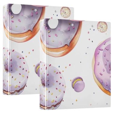 Imagem de Fichário de organização de donuts coloridos, fichário espaçoso de 3 cm com mangas de plástico, ideal para escritório, escola, casa