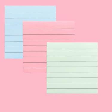 Imagem de Notas adesivas forradas de 7,5 x 7,6 cm, 3 cores, 80 folhas por bloco, notas organizadas para escritório, listas de planejamento de material de diário