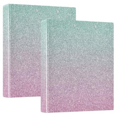 Imagem de Pasta de prancheta de 3,8 cm com glitter rosa turquesa, fácil de limpar, fichário espaçoso e resistente, fichário escolar resistente