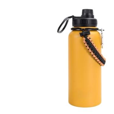 Imagem de Caneca Térmica Inox 1000ml 1 Litro - Aço Inoxidável 18/8, Isolamento a Vácuo, Ideal para Café e Água(Laranja 1000ml)