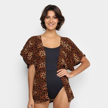 Imagem de Camisa Saída de Praia Flora Zuu Animal Print Onça Feminina-Feminino