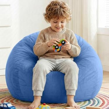 Imagem de AZHCHKE Cadeira de pufe de armazenamento de animais de pelúcia (sem enchimento), poltrona de veludo macio e confortável para adultos, crianças, adolescentes, meninas, cães, gatos, animais de estimação