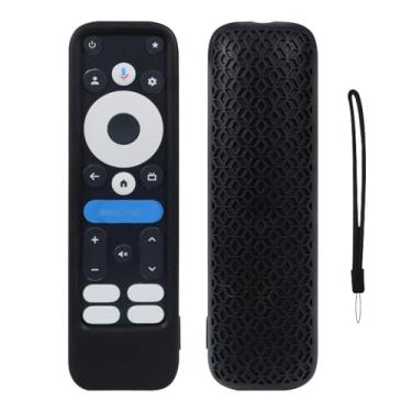 Imagem de Capa de controle remoto para onn Google TV 4K Pro 2024, capa com cordão, capa protetora de silicone à prova de choque antiderrapante capa para controle remoto (preto)